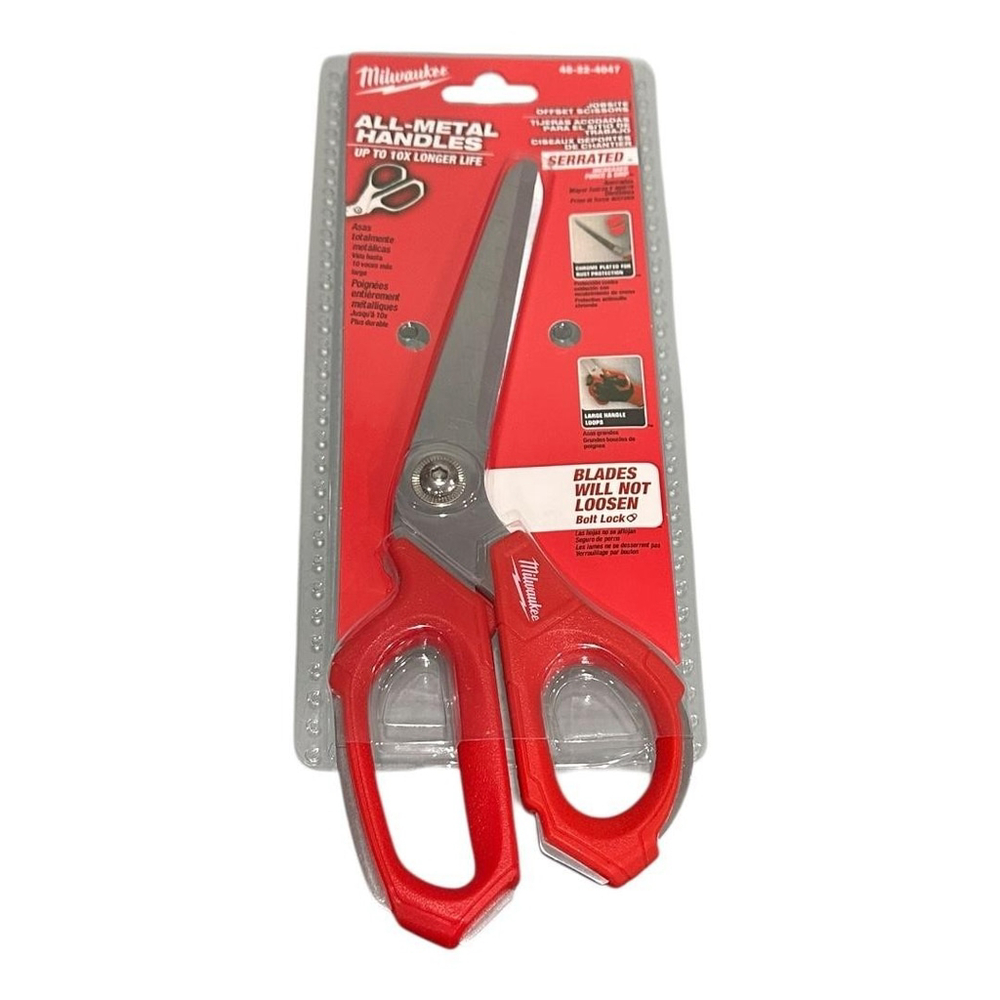 Milwaukee Jobsite Offset Wallpaper Scissors Serrated Steel Red 48-22-4047